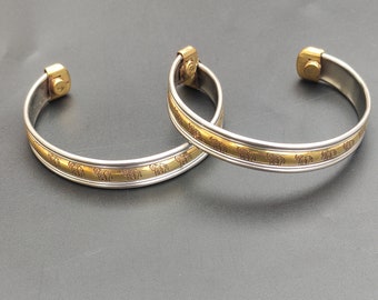 Handmade Brass Elephant Cuff Bangle - Vintage Style Adjustable Bracelet