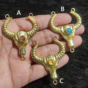 1 Pcs Gold Plated Bull Brass Connectors Pendant Turquoise & Amethyst Gold Connectors Making Jewelry Supplies