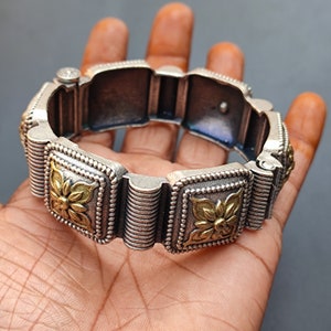 Gold & Silver Oxidized Brass Bangle Bracelet (kada) Openable Screw Bangle Traditional Antique Look Vintage Style Jewelry Handmade Gift