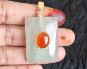 Natural Gemstone Pendant Gold Plated Brass Multi Stones Pendant Charm DIY Jewelry
