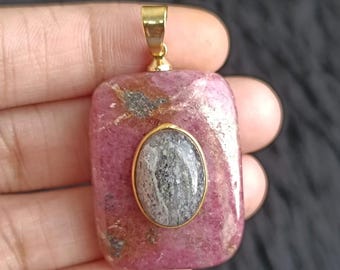 Natural Gemstone Pendant Gold Plated Brass Multi Stones Pendant Charm DIY Jewelry
