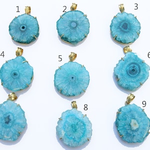 Natural Solar Quartz Geode Stone Prong Set Gold Plated pendant Stalactite Slice Gemstone Pendant Handmade DIY Making Finding Unique Gift