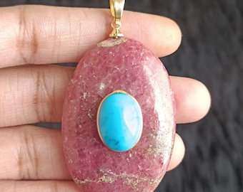 Natural Gemstone Pendant Gold Plated Brass Multi Stones Pendant Charm DIY Jewelry