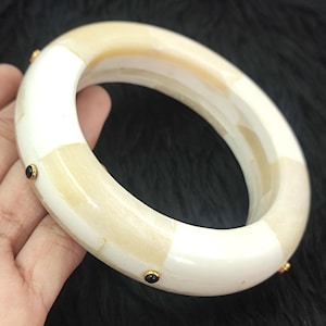 Black Onyx Gemstone Horn Bone Jewelry Ethically Sourced Buffalo Bone Bangle Bracelet Handcrafted Indian Traditional Fashion Jewelry