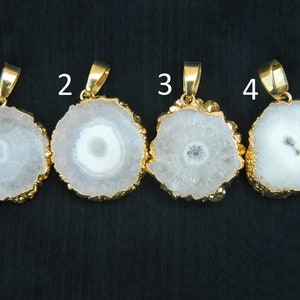 Natural Solar Quartz Geode Stone 18K Gold Filled Electroplated pendant Stalactite Slice Gemstone Pendant Handmade Making Finding Unique Gift