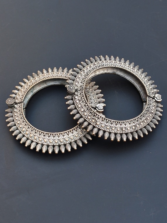 Oxidized Silver Bangle Bracelet (kada) for Women Openable