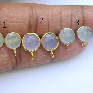 Chalcedony Color Synthetic Stones Bezel Set Ear Post Earring Components DIY Jewelry Supplies Finding Fashion Jewelry Unique Gift Sale