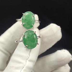 Natural Green Strawberry Quartz Genuine Gemstone Ring 92.5 Sterling Silver Ring Purely Handcrafted Adjustable Ring Birthstone Ring For Women