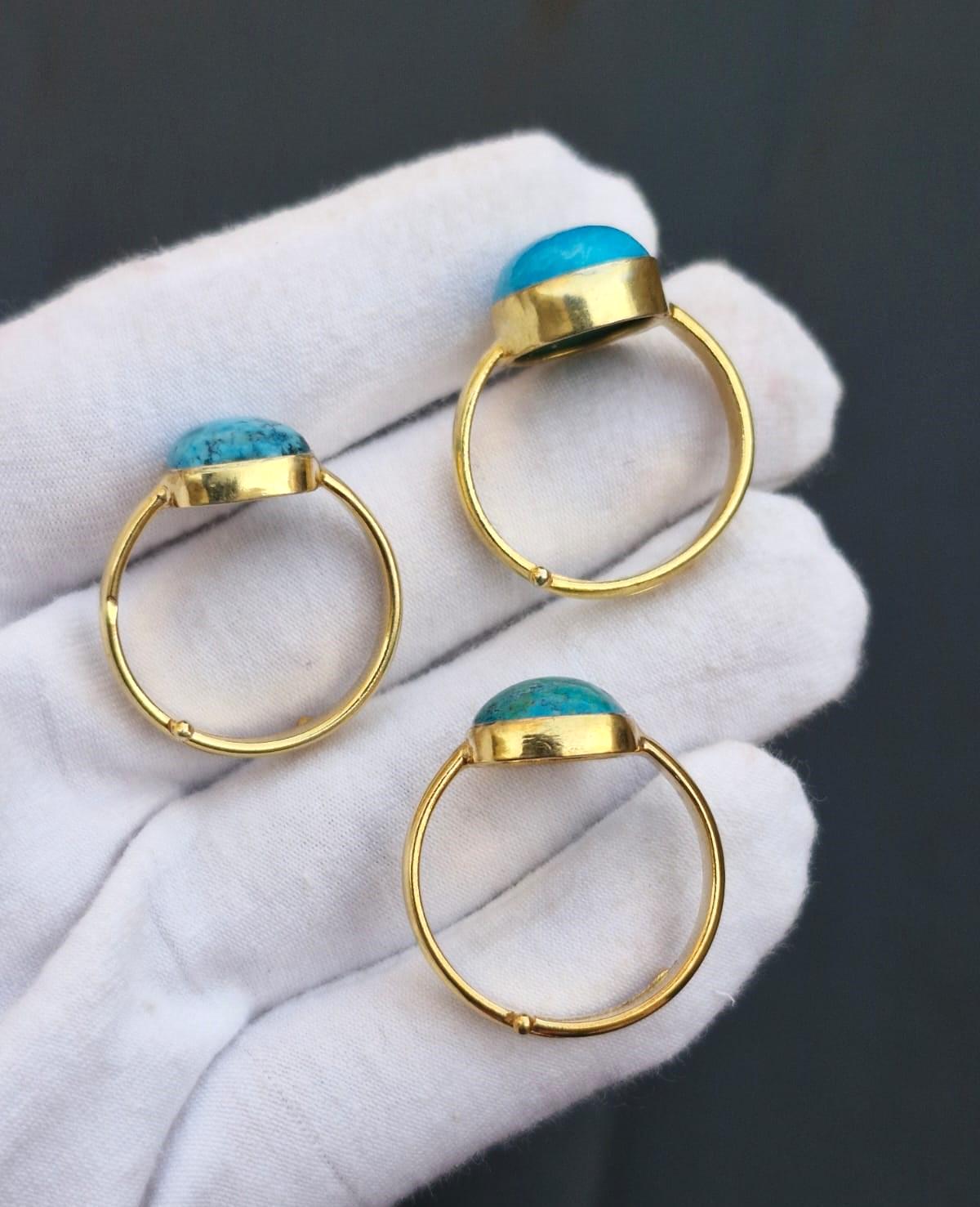 調節可能なハウライトターコイズリング、金メッキの宝石リング - Etsy 日本