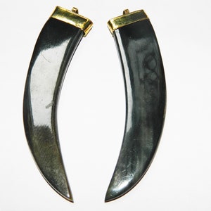 Horn Bone Jewelry Ethically Sourced Buffalo Large Horn Tusk Shape with Brass Cap Pendant Purely Handmade Designer Modern Trendy Jewelry Gift