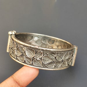 Oxidized Silver Bangle Bracelet (kada) For Women Openable Screw Bangle Handcrafted Traditional Vintage Style Antique Look Indian Bangles