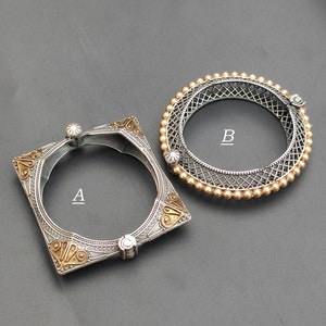 Dual Tone Silver Oxidized Bangle Bracelet ( Kada )For Women Openable Screw Bangle Handmade Antique Look Vintage Style Jewelry Made of Brass