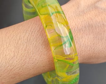 Multi Color Resin Bangle Bracelet Purely Handcrafted Exclusive Retro Trendy  Resin Glossy Bangle Unique Elegance Beauty Fashionable Bangle