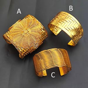 Gold Plated Brass Cuff Bangle Bracelet Fashion Jewelry Handmade Wide Cuff Adjustable Bracelet Statement Cuff Wrist Bangle Made of Brass