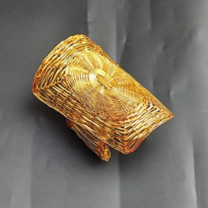 Gold Plated Brass Cuff Bangle Bracelet Fashion Jewelry Handmade Wide Cuff Adjustable Bracelet Statement Cuff Wrist Bangle Made of Brass