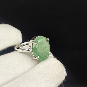 Natural Green Strawberry Quartz Genuine Gemstone Ring 92.5 Sterling Silver Ring Purely Handcrafted Adjustable Ring Birthstone Ring For Women