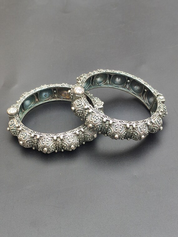 Oxidized Silver Bangle Bracelet (kada) for Women Openable