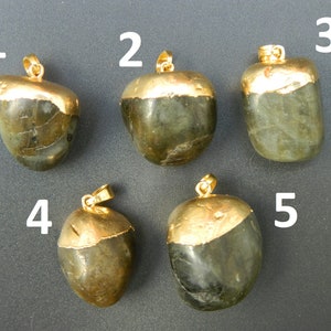 Natural Labradorite Gemstone Smooth Nugget Tumble 18K Gold Filled Electroplated Pendant Handcrafted Gemstone Jewelry making Supplies Finding