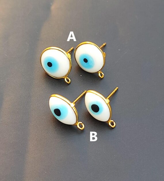 Evil Eye Synthetic Stone Stud Earring Connector Stud Ear Post