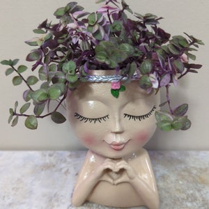 Face Head Planter Heart Love Flower Pot (Plant NOT Included)