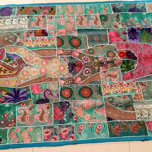 Trippy hippie Wall art decor Colorful Handmade Tapestry Wall Hanging Wall Decor 1980s Hand embroidered Banjara Tapestry Vintage Wall Hanging