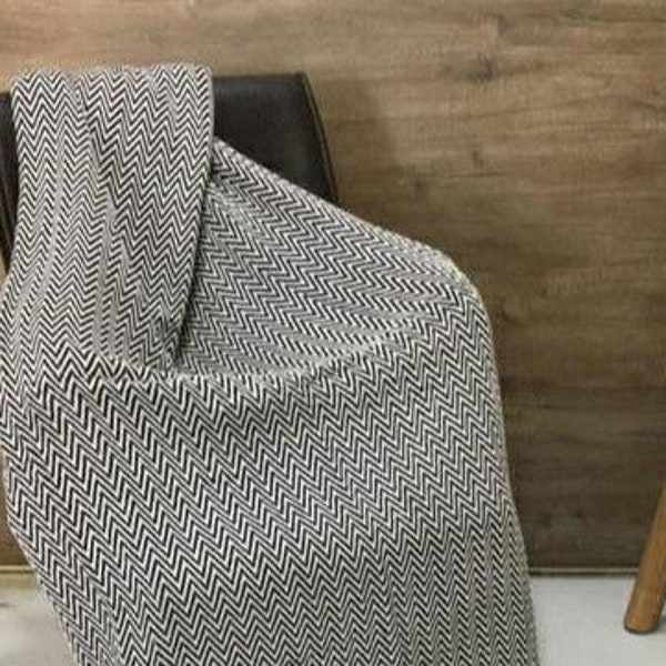 Cashmere Travel Blanket Cashmere bedding, Pashmina Throw Blanket Luxurious Herringbone Plaid Warm Wool Handwoven Soft Long Wrap Shawl Scarf