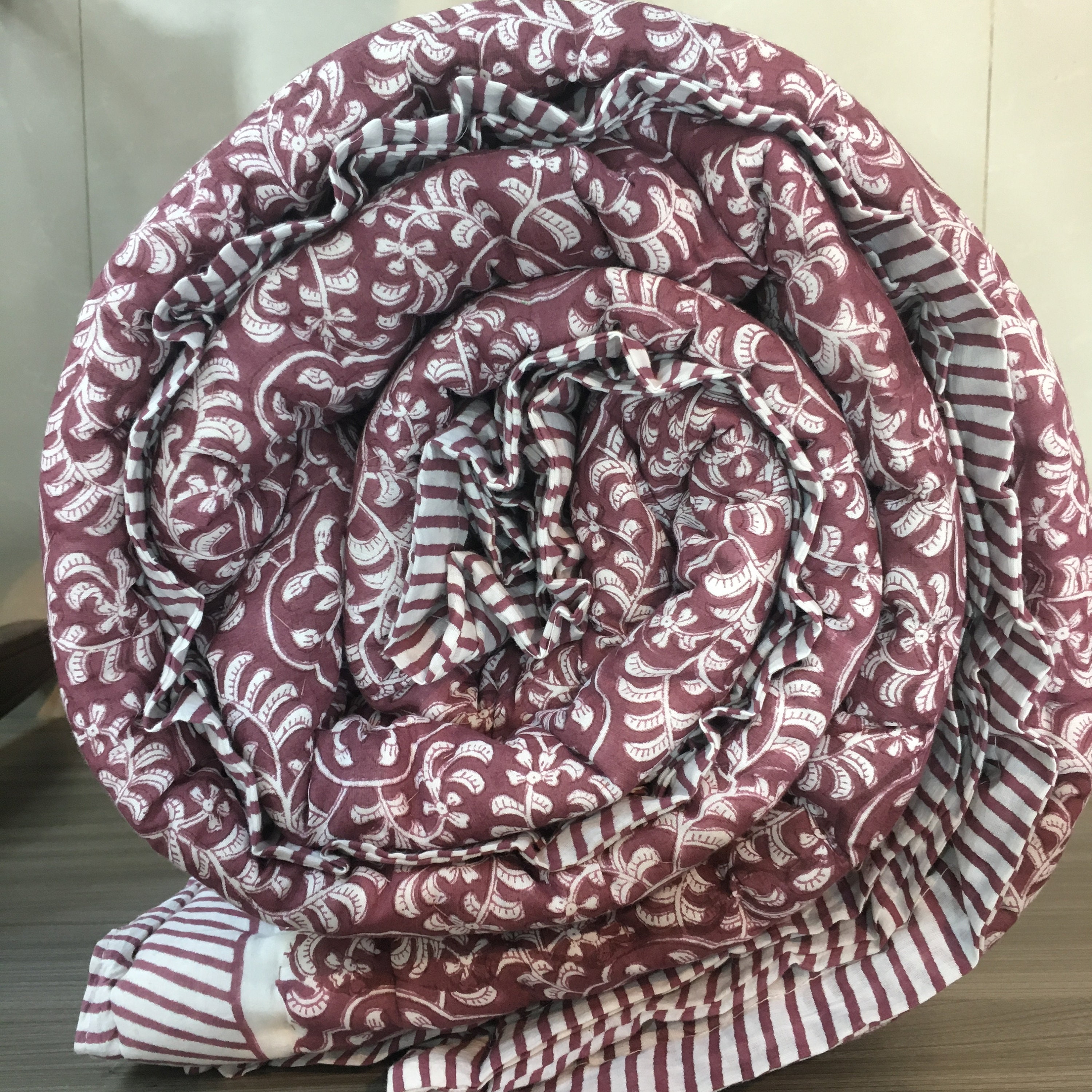 Handmade Quilt/Indian Handicraft padded quilt queen/Quilted Etsy