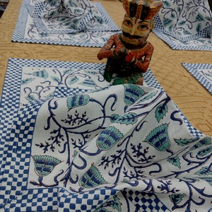 Juego de 6 manteles individuales, servilletas, posavasos de tela, manteles individuales para mesa de comedor hechos a mano, manteles individuales con estampado de bloques, manteles individuales para cena de Acción de Gracias y Navidad, regalo