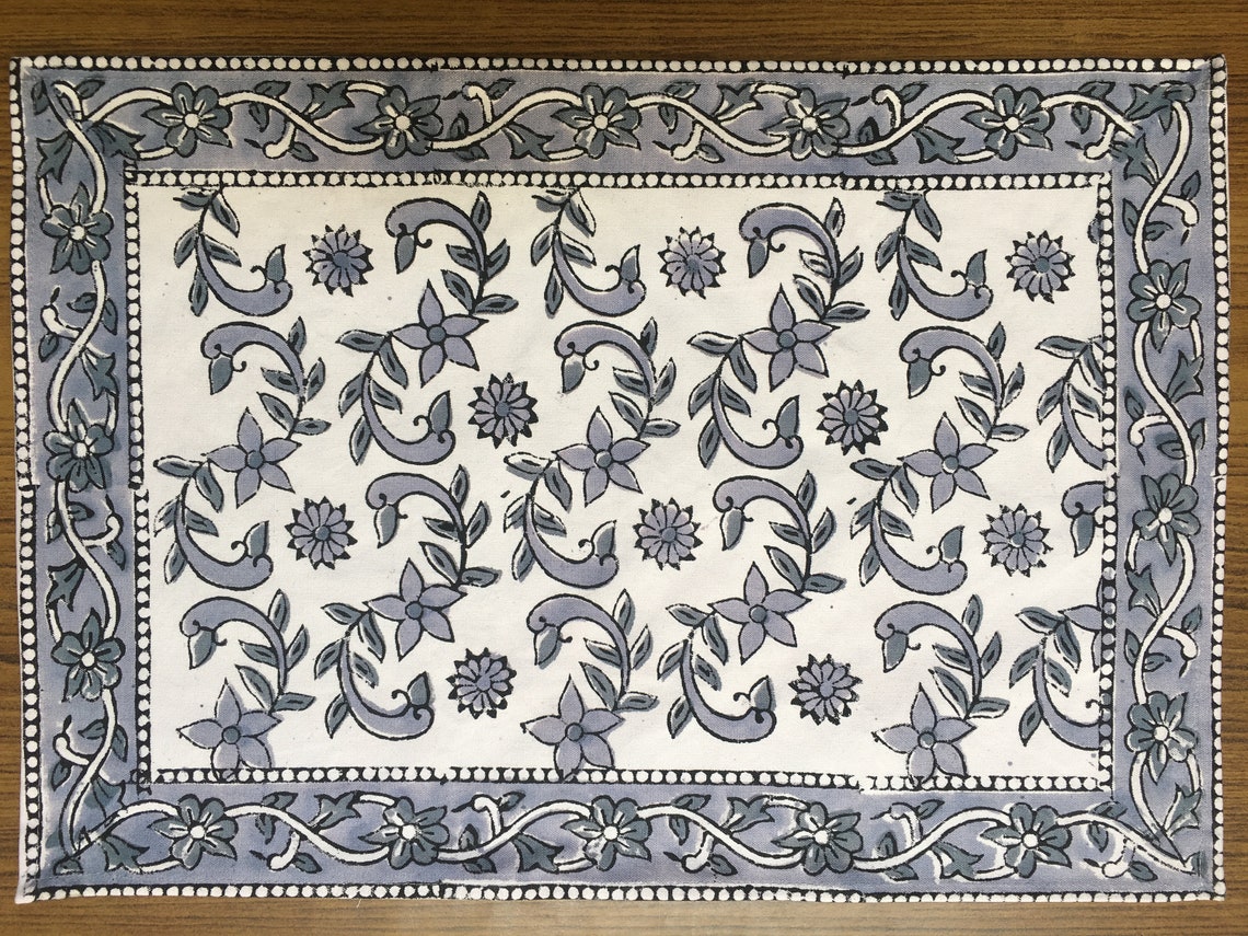 Table mats Handmade placemats Indian Blockprint floral Etsy