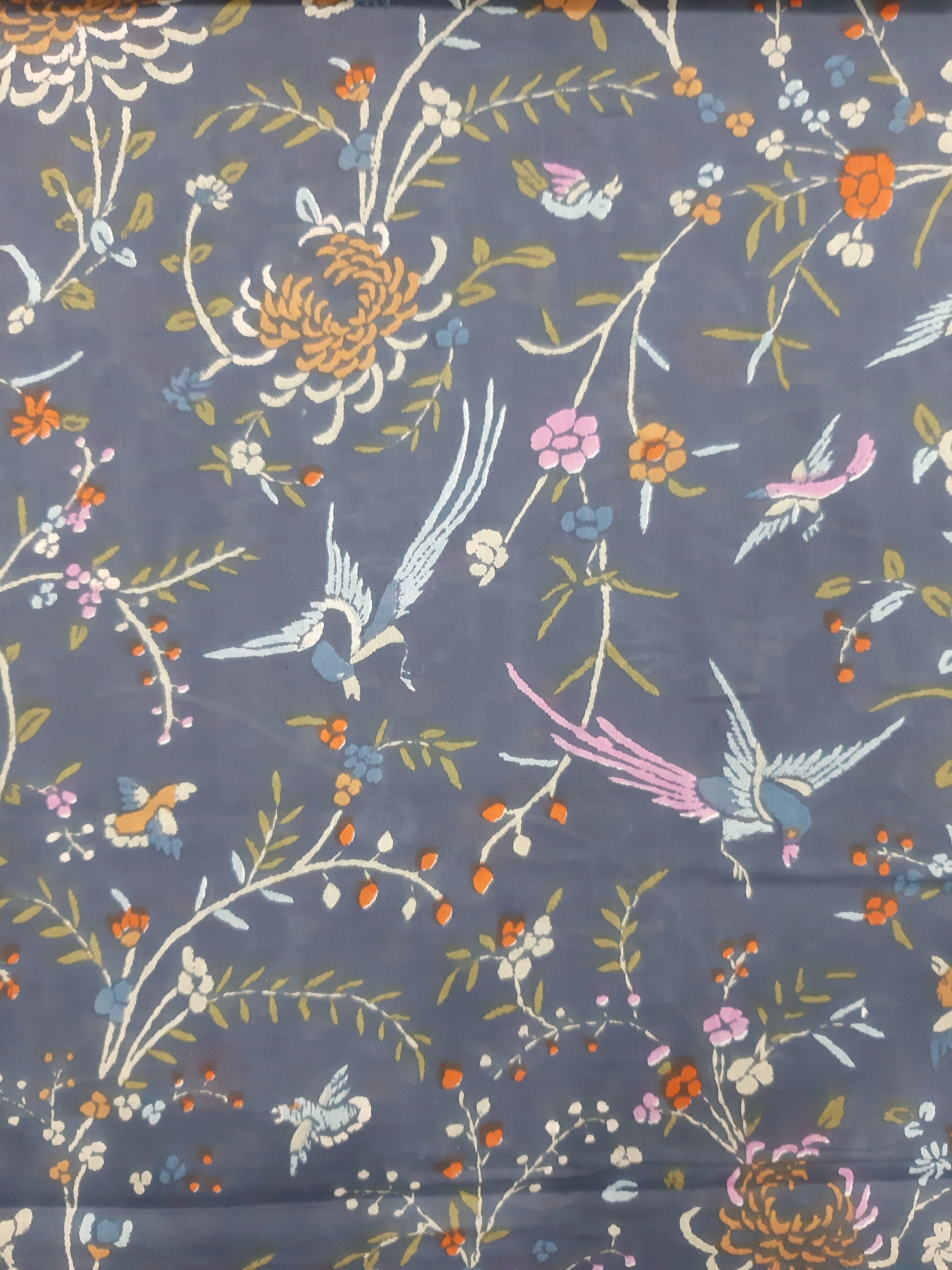 Cotton Fabric/Bird print cotton fabric by Yard/Floral block Etsy