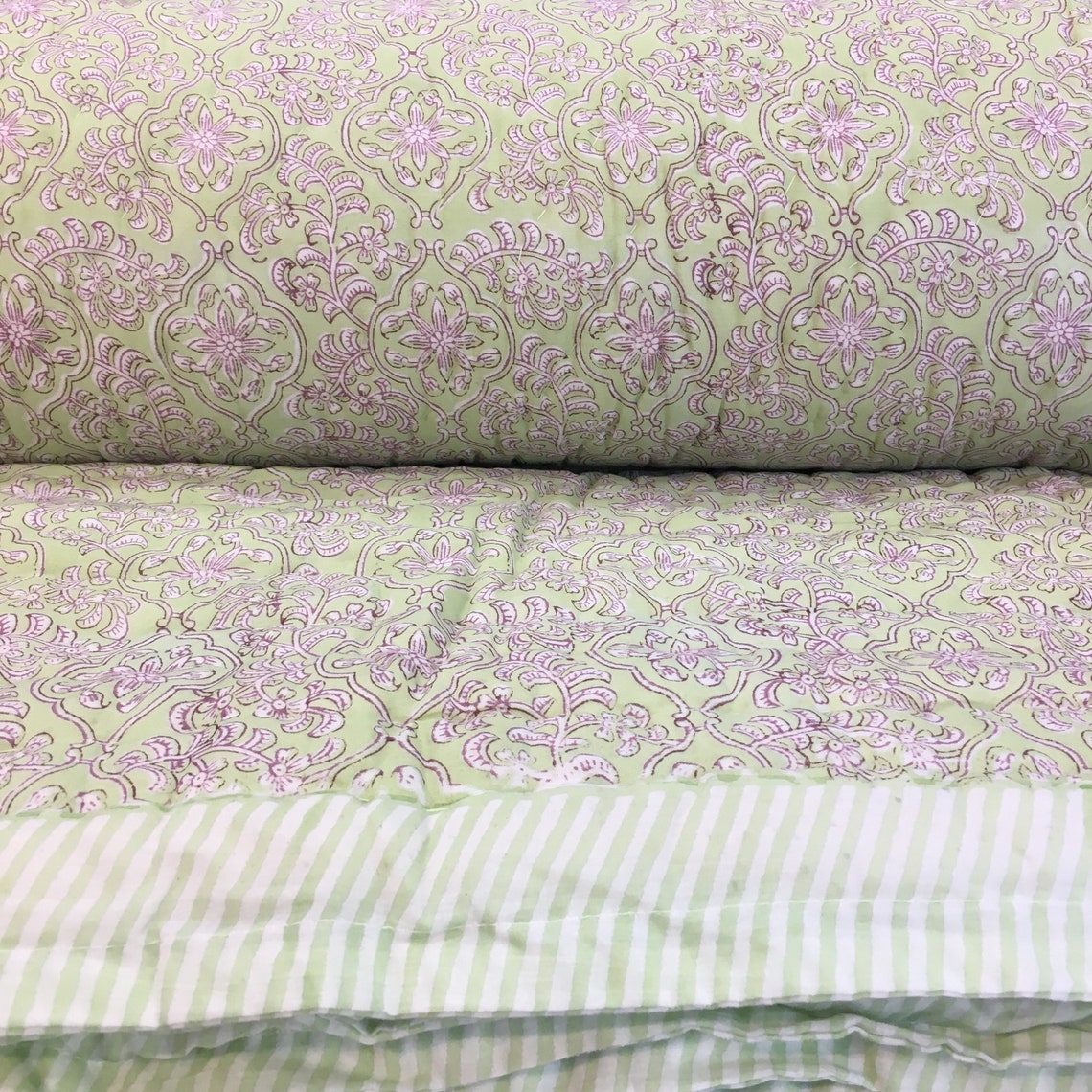 Jaipur padded quilt Reversible quilt queen Indian quilted Etsy