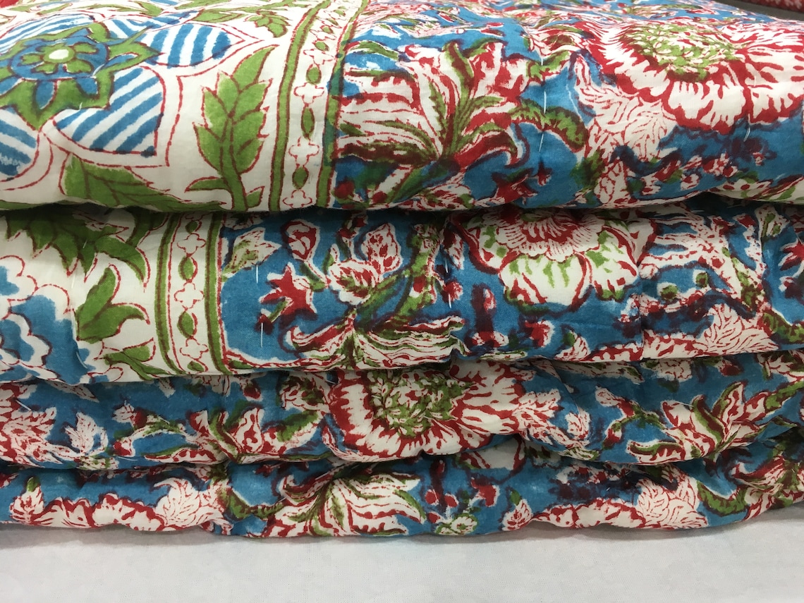 Quilt/Handmade Quilt Queen/Quilted Throw/Padded quilt/Jaipur Etsy