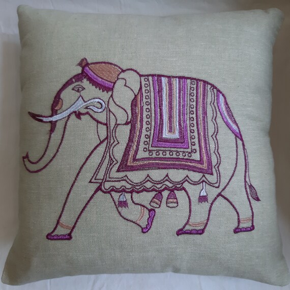 Embroidered elephant clearance pillow