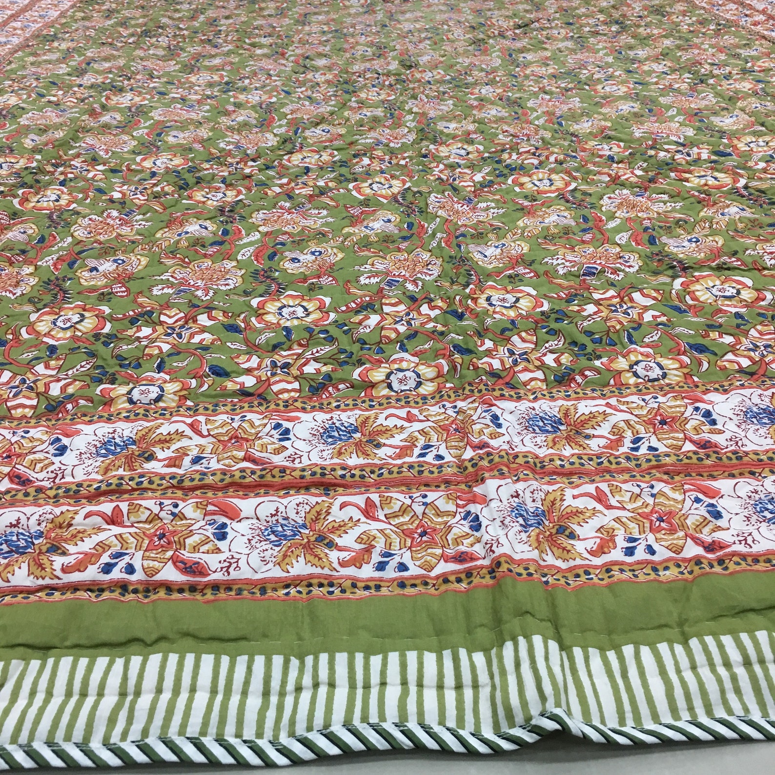 Hand stitched kantha Jaipur Padded quilt queen/Quilted Etsy