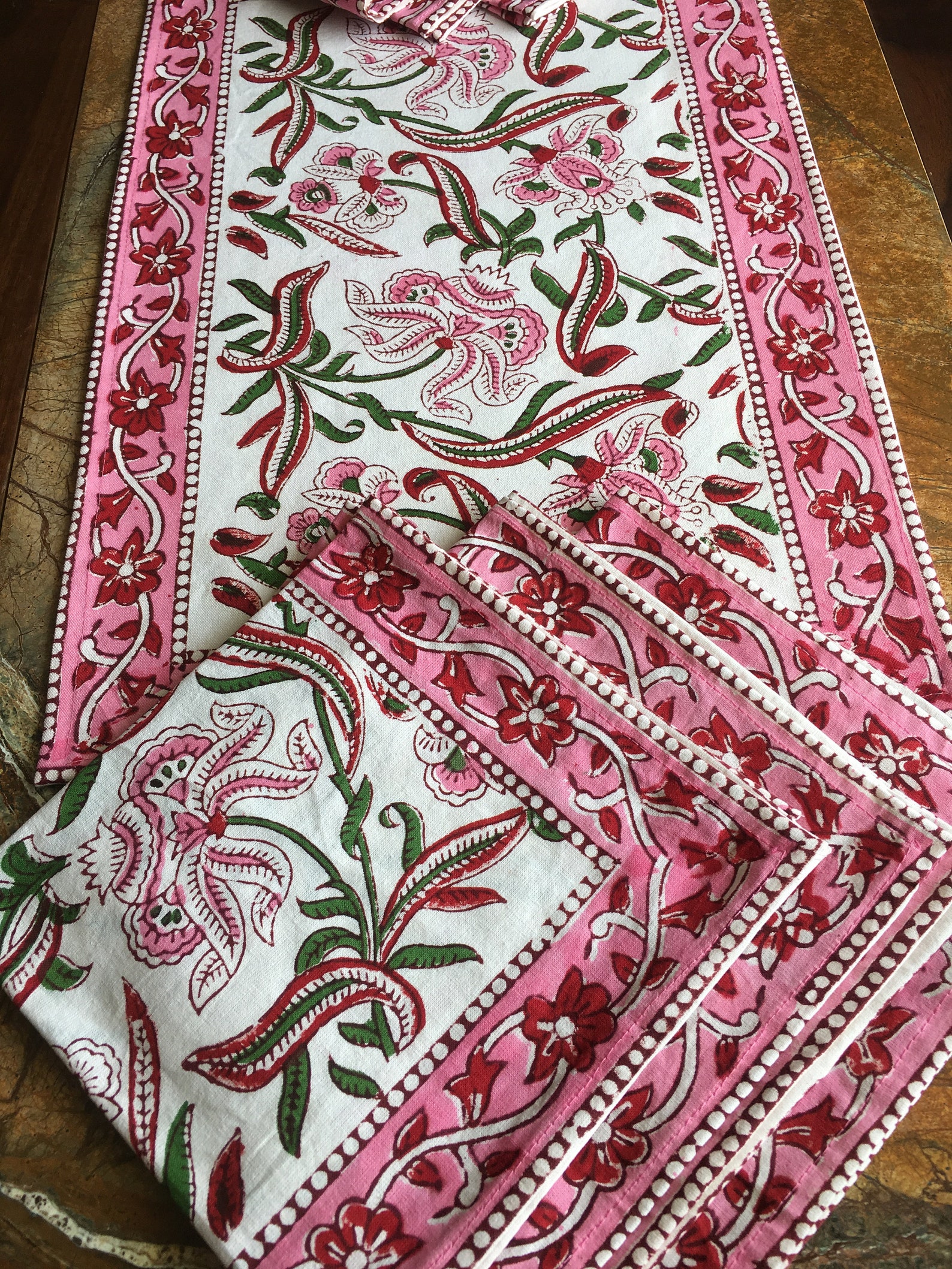 Table mats/Pink Placemat Napkin Set of 6/Handmade Etsy