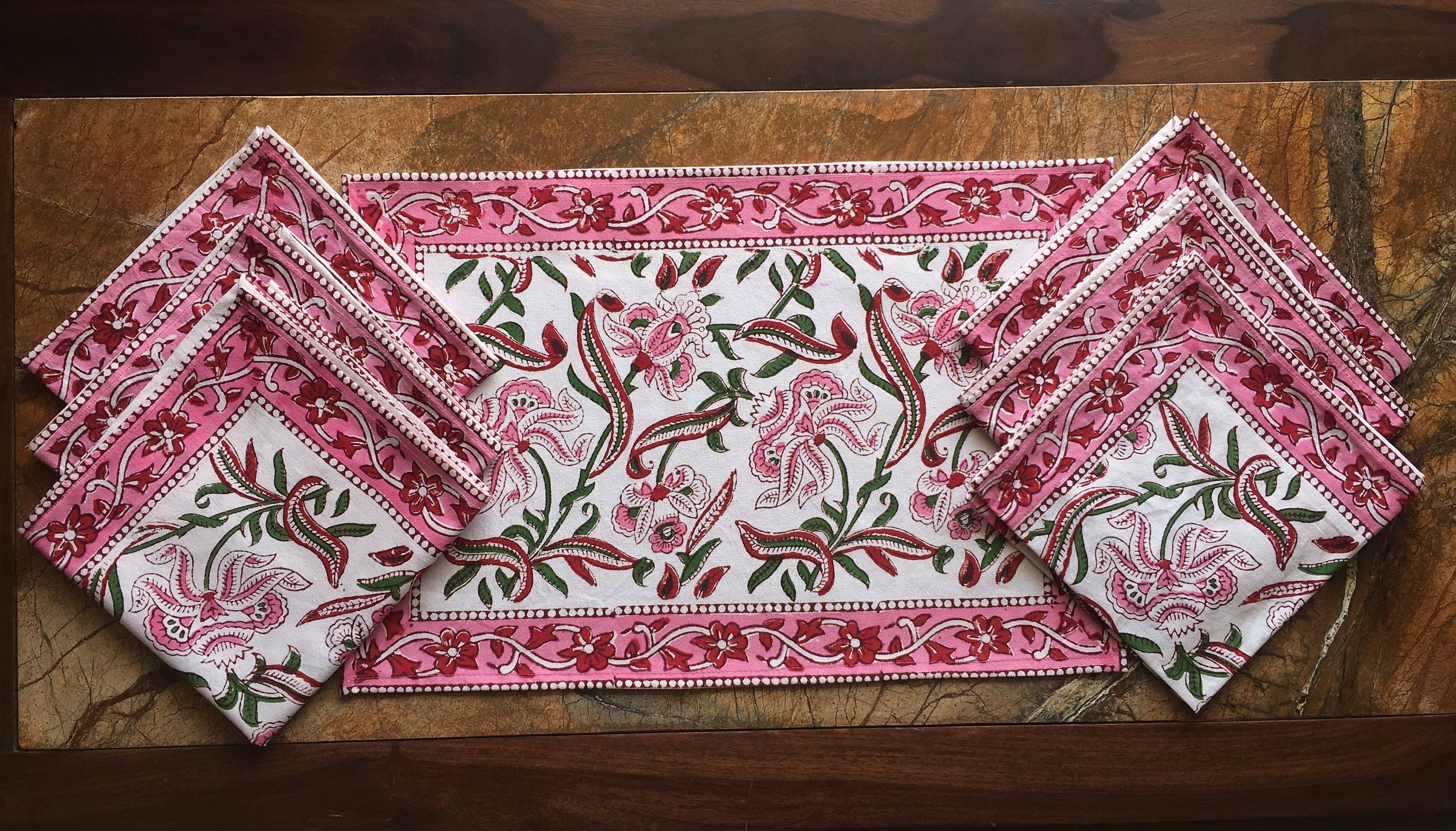 Table mats/Pink Placemat Napkin Set of 6/Handmade Etsy