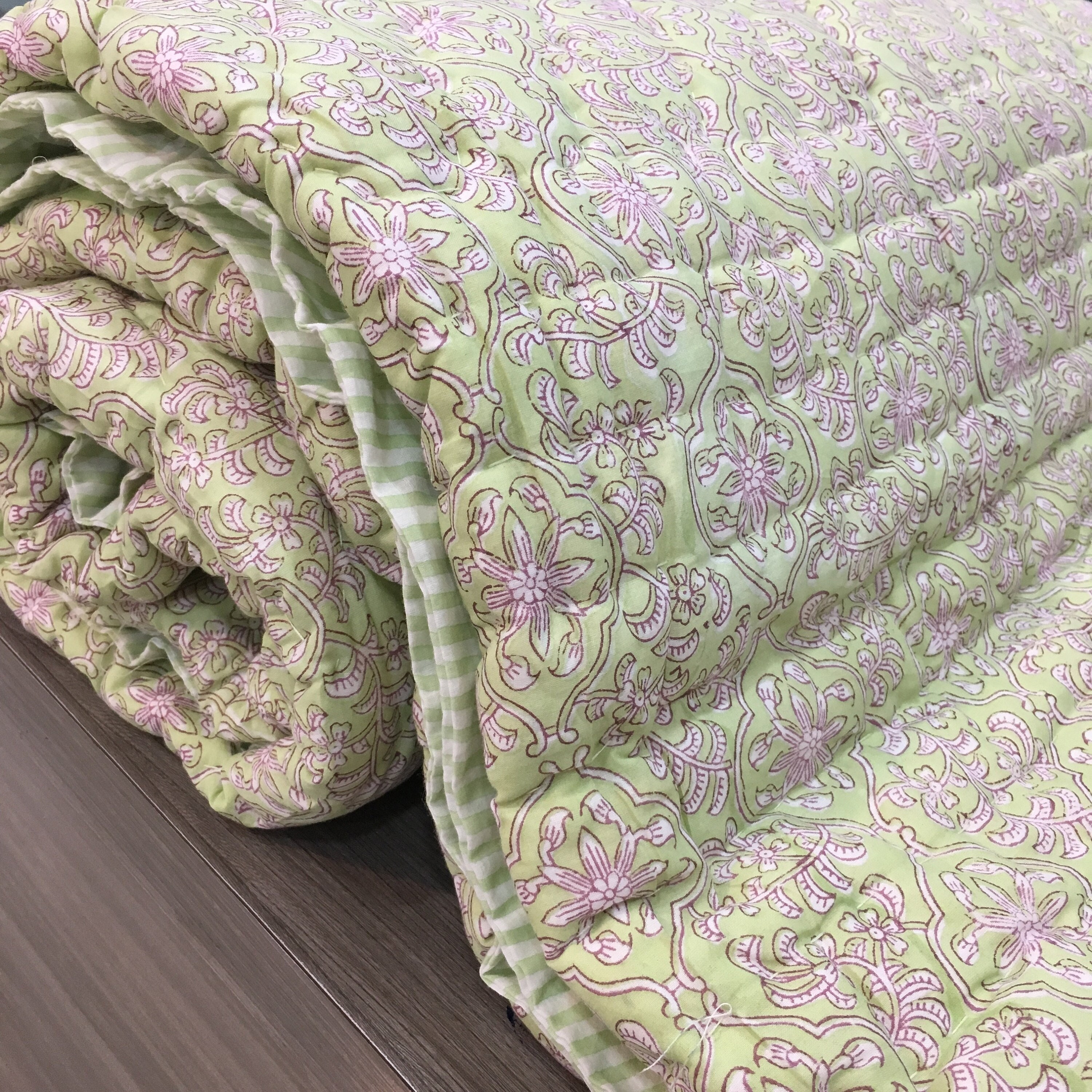 Jaipur padded quilt Reversible quilt queen Indian quilted Etsy