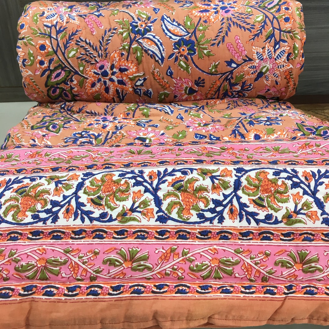 Handcrafted Jaipur Quilt Razai Luxury Indian Bedding Etsy