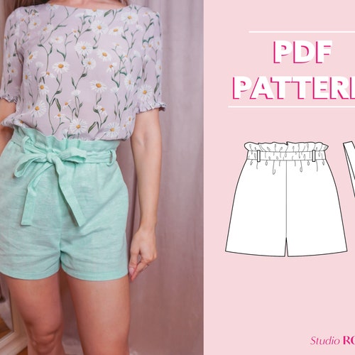 PDF Sewing Pattern High Waist Pleated Shorts for Women/ DIY | Etsy