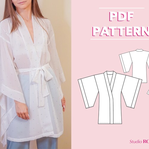 Cover-up Cardigan or Dressing Gown Bath Robe PDF Sewing | Etsy