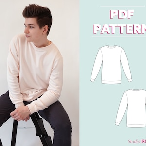 Moletom unissex | Mazu homens mulheres moletom oversized com capuz | XXS-XXL | Padrão de costura em PDF | A0, A4, impressão de letras americanas