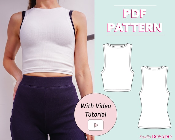 Womens Halter Neck Tank Top & Crop Top Mia Tank Top EU 34-44 PDF Sewing  Pattern A0, A4, US Letter 