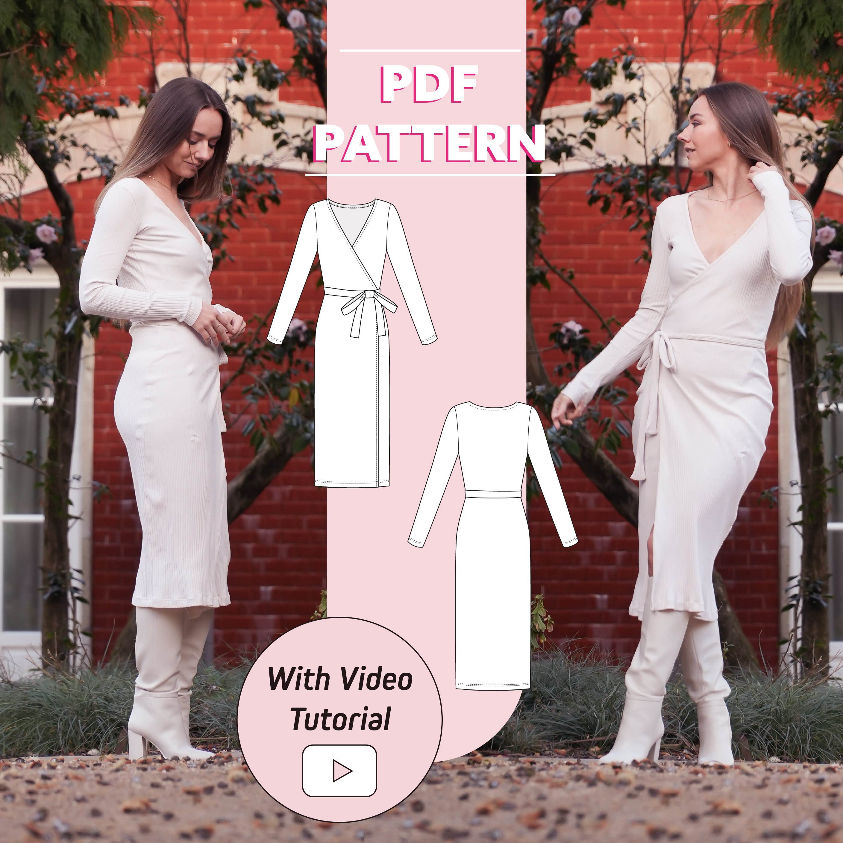 Womens Jersey Wrap Midi Dress Sewing Pattern XXS-2XL (PDF Pattern) - Etsy Womens Jersey Wrap Midi Dress Sewing Pattern XXS-2XL (PDF Pattern) - Etsy