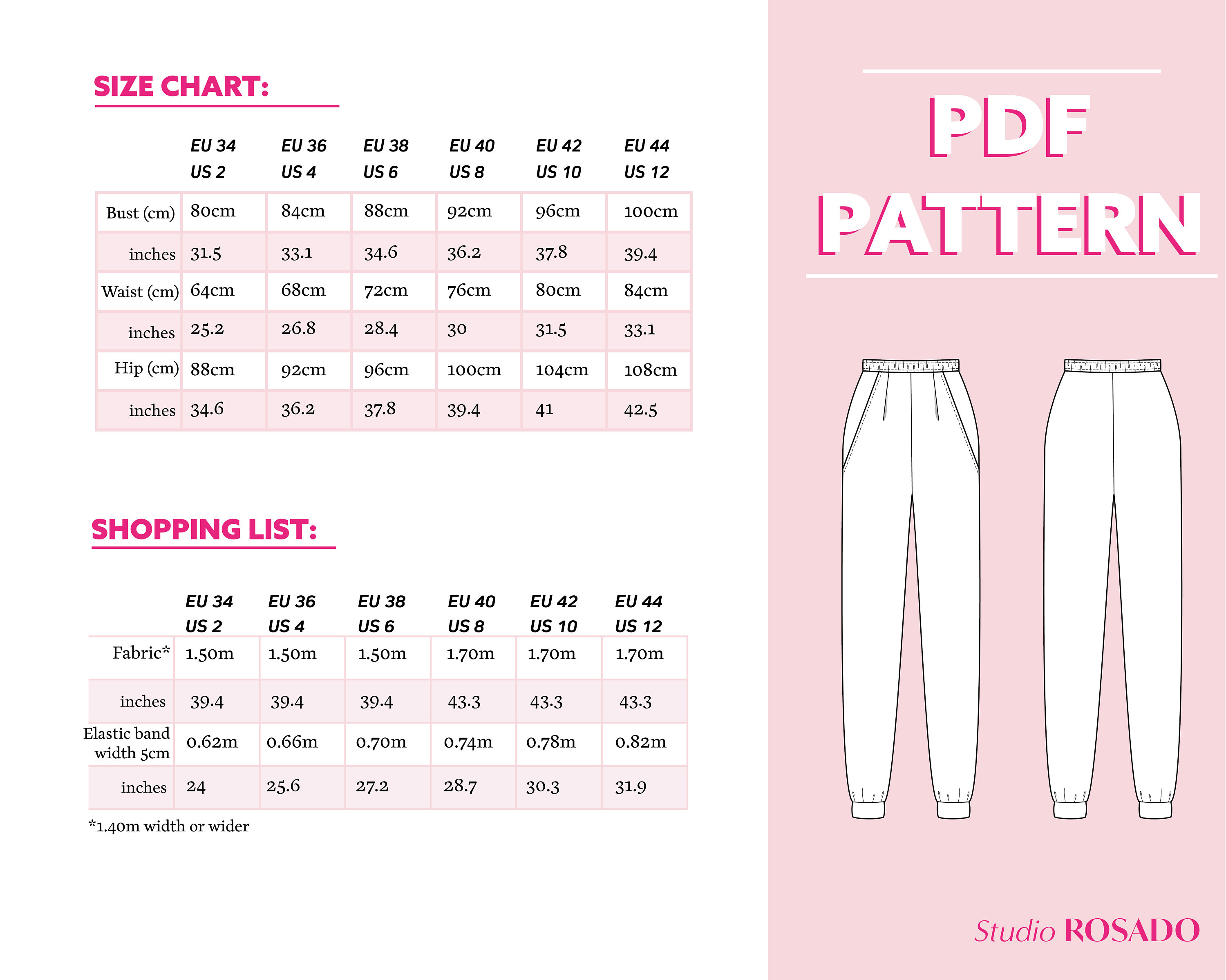 Womens High-waist Sweatpants, Elastic Waist & Pockets Melian Joggers US  2-12 PDF Sewing Pattern A0, A4, US Letter -  Canada