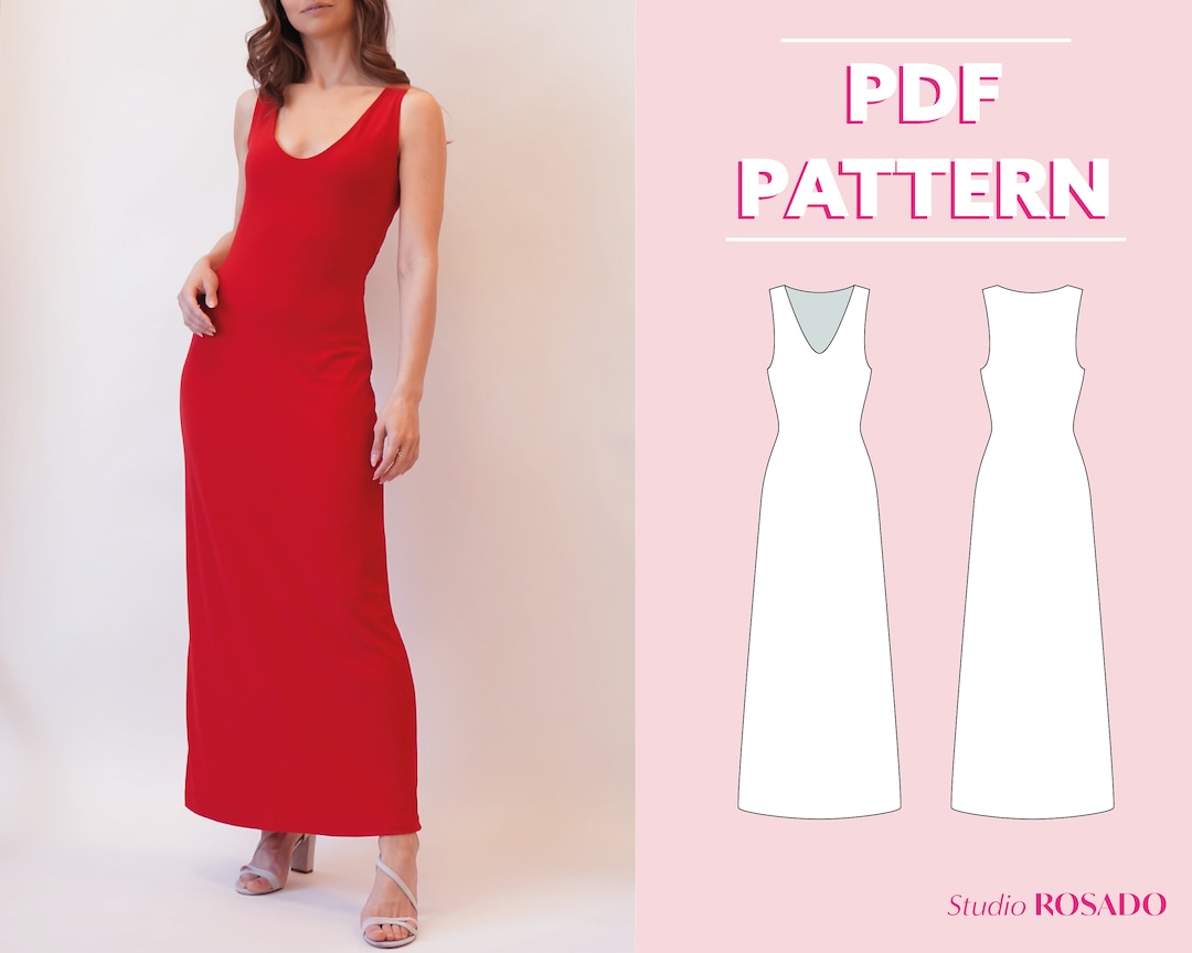 jersey tank dress pattern Maxi Sewing Pattern: Lelia Stretch (PDF Pattern) US 2-12 redo:cadet
