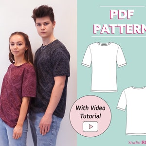 T-shirt ample unisexe | -shirt oversize Teo homme femme | XXS - XXL | Patron de couture PDF | A0, A4, lettre US