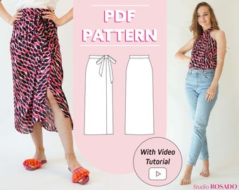 Women multi-way wrap skirt, halter neck top, beach dress | Inna wrap skirt | US 2 - 20 | PDF sewing pattern & tutorial | A0, A4, US letter