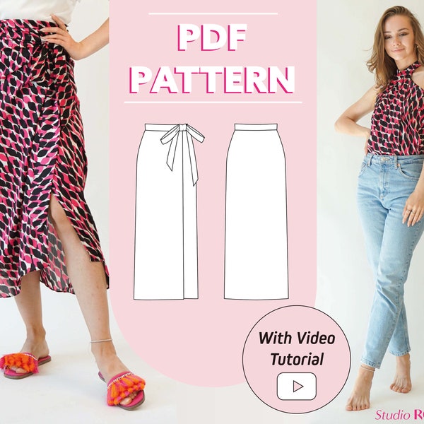 Women multi-way wrap skirt, halter neck top, beach dress | Inna wrap skirt | US 2 - 20 | PDF sewing pattern & tutorial | A0, A4, US letter