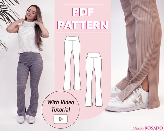 Womens Split Flare Pants Ylva Stretch Trousers PDF Sewing Pattern