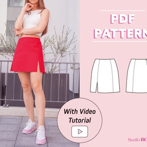 Womens slit mini skirt | Alani skirt | PDF sewing pattern | Instant Download | EU 34-44 US 2-12 | A0, A4, U.S letter, Printshop